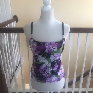 Medium Tankini Top Black/Purple
